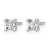 14k White Gold 1/2 carat Lab Grown Diamond VS/SI+ G+ Princess Complete Four Prong Stud Earrings